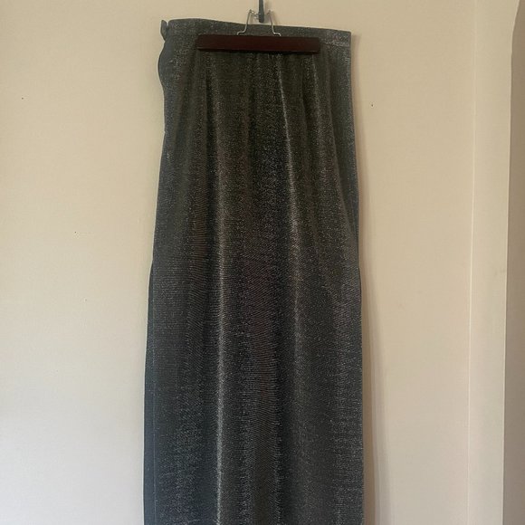 Vintage 90s Silver Metallic Maxi Skirt size Small - Picture 1 of 6